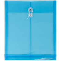 JAM Paper Enveloppes en plastique, ouv. au sommet, ferm. à bouton et ficelle, 9 1/4 x 11 1/4 po, bleues, paq./12-Bleues
