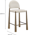 Modway - Hayley Tissu rembourré Tabouret de comptoir - Crème en laiton-Dossier en demi-lune arqué