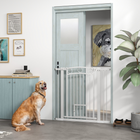 PawHut Dog Gate with Cat Door with 2 Extension Kits - 30"-41" W x 38" H-Pressure mounting or drilling installation options