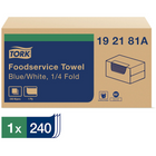 Tork Universal Cuisine Foodservice Wipe - 1-Ply - 1/4 Fold - Blue/White - 240 Wipes-Comes in an easy to store self-dispensing box to provide portability and controlled dispensing