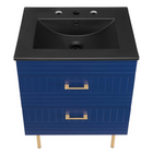 Modway - Daybreak 24" Vanette de salle de bain - Bleu Noir-VANITÉ DURABLE - Cette vanité est fabriquée en caoutchouc, MDF et particules avec une finition mate, et comprend un évier en céramique avec un comptoir intégré et des trous de robinet centraux de 8"