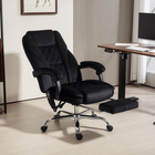 Vinsetto Massage Reclining Office Chair with Adjustable Height and Footrest - Black-Use massage with a wired remote control, and with the side pocket to store