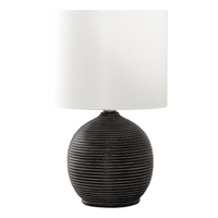 Monarch Specialties - Luminaire - 16 po H Lampe De Table - Résine Noire - Abat-Jour Ivoire / Crème - Contemporain-Lampe de table contemporaine de 16 pouces de haut avec une base élégante en résine noire au fini texturé et un abat-jour simple en tissu ivoire de style tambour pour éclairer un salon, une chambre à coucher ou un espace de bureau