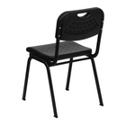 Flash Furniture - Chaise empilable en plastique noir de la série HERCULES, capacité de 880 lb avec dossier ouvert et cadre noir-Conception à dossier et siège en plastique noir aux contours ergonomiques
