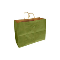 Eddie's - Sac à provisions en papier kraft 100 % recyclé - 16" x 6" x 12" - Vert feuille - Paquet de 100-16" x 6" x 12"