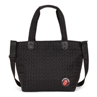The Rolling Stones - Collection Iconic - Sac fourre-tout en nylon matelassé avec bandoulière réglable et amovible - Noir-Sac Fourre-tout