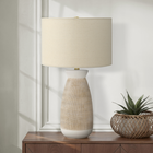 Monarch Specialties - Luminaire - 27 po H Lampe De Table - Crème Céramique - Abat-Jour Beige - Contemporain-Cette lampe est dotée d'un interrupteur rotatif à 3 voies contenant une seule ampoule (non incluse) pour une puissance maximale de 100W/120V, vous permettant de personnaliser l'ambiance d'éclairage de votre espace