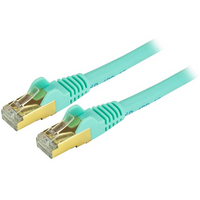 StarTech Câble de raccordement Ethernet Cat6 blindé, 6 pi, turquoise (C6ASPAT6AQ)-Protège vos données contre le bruit, les interférences radio et les perturbations électromagnétiques