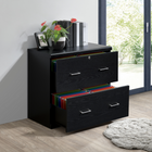 Office Star Alpine 2-Drawer Lateral File Cabinet - Black-Dual drawer pull hardware