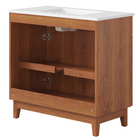Modway - Miles 36" Vanette de salle de bain - Noyer blanc-Pattes en caoutchouc effilées