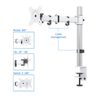 ShoppingAll Single Monitor Mount Stand with Adjustable Arm for 13"-32" Monitor - White-The VESA head can tilt +90-degrees to -35-degrees, swivel 180-degrees, and 360-degrees rotation. Easy rotation between portrait and landscape viewing position