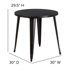 Table ronde en métal noir antique et or de 30 po pour l’intérieur et l’extérieur (CH-51090-29-BQ-GG)-Taille du plateau: rond de 30 po