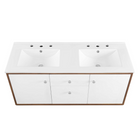 Modway - Transmit 48" Vanité de salle de bain murale - Blanc noyer-Matériel Chrome