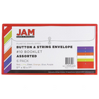 JAM Paper - Enveloppes no 10 en plastique avec fermeture à bouton et ficelle, 5,25 x 10 po, couleurs var., 6/pqt (921B1ASSRTDG)-Taille : no 10 (5 x 10 po)