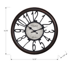 Monarch Specialties Clocks 16" Round Clock - Antique Brown -Durable glass surface and plastic frame make this decorative skeleton clock a stylish addition in any space