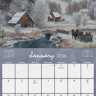 DateWorks - 2026 Mini Calendrier Mural 16 Mois - 7 po x 7 po - Route de Campagne - Anglais -Septembre 2025 - Décembre 2026