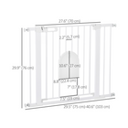 PawHut - Barrière pour animaux extra large 30"-41" avec petite porte - 30"L - Blanc-Cadre métallique solide pulvérisé avec une surface traitée sans plomb, sûr