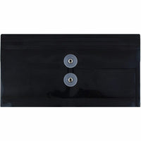 JAM Paper - Enveloppes en plastique avec fermeture à bouton et à cordon #10 Livret d'affaires - 5.25" x 10" - Noir - Paquet de 12- La couleur noire