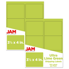 JAM Paper Mailing Address Labels - 3 1/3 x 4 - Ultra Lime Green - 2 sets of 120-9.6 ounce