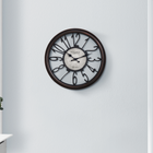 Monarch Specialties Clocks 16" Round Clock - Antique Brown -Accurate timekeeping with reliable quartz movement and easy to read numerical analog display, centered with a nostalgic print and classic, black metal hands