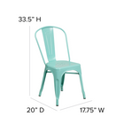 Chaise empilable en métal, intérieur/extérieur, vert menthe (ET-3534-MINT-GG)-Stacks up to 8 Chairs High