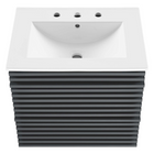 Modway - Render Support mural de 24" Vanette de salle de bain - Gris blanc-Bassin d’évier en céramique