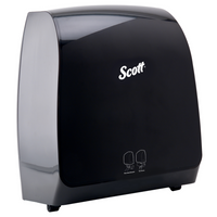 Scott - Distributrice automatique d’essuie-mains en rouleau Scott Pro - pour les essuie-mains en rouleau Scott Pro avec mandrin bleu - 12,66 po x 16,44 po x 9,18 po - Noire-Comprend 1 distributrice automatique d’essuie-mains en rouleau Scott Pro