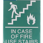 Headline Sign - Panneau « In Case Of Fire Use Stairs » avec homme qui court - 6 po H x 9 po L - Vert-Message du panneau : « IN CASE OF FIRE USE STAIRS » (Utiliser l'escalier en cas d'incendie)