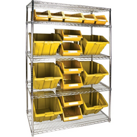 Kleton - Étagères Robustes En Treillis Métallique Avec Bacs De Rangement, Tiers 5, 48po La X 74po H X 24po P-Profondeur 24po