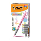 BIC - Brite Liner Grip Surligneurs Pastel - pointe biseautée - Couleurs Variées - Paquet de 12-CONFORT ET CONTRÔLE ACCRUS : Les surligneurs à grip Brite Liner sont dotés d'un grip en caoutchouc texturé qui offre un confort et un contrôle accrus pour une prise de notes aisée