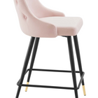 Modway - Adorn Performance Velvet Tabouret de comptoir - Rose-Jambes noires effilées