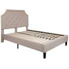Flash Furniture Brighton Full Size Tufted Upholstered Platform Bed - Beige Fabric-Arched Headboard