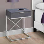 Monarch Specialties - 3474 Table D'Appoint - 24 po H/Gris/Metal Chrome-Base design en "X" en métal chromé