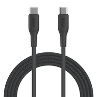 AXS - PROCharge Câble Tressé Premium USB-C vers USB-C (2.4M) - Noir/Gris-Fabriqué à partir de matériaux recyclés