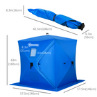 Outsunny 2 Person Pop Up Ice Fishing Tent Shelter with Carry Bag - Blue-A zipped door for you to enter the tent easily and freely   