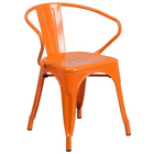 Flash Furniture – Table carrée en métal 31,5 po et 4 chaises à accoudoirs, int/ext, orange (ET-CT002-4-70-OR-GG)-Certifié ANSI et BIFMA