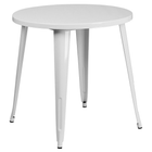 30'' Round White Metal Indoor-Outdoor Table Set with 2 Cafe Chairs [CH-51090TH-2-18CAFE-WH-GG]-White Powder Coat Finish