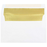 JAM Paper A10 Foil Lined Envelopes, 6 x 9.5, White with Gold Lining, 250 Pack (900905660H)-White with gold foil lined envelope