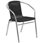 Flash Furniture – Table carrée de 23,5 po en aluminium/4 chaises en rotin noir, intérieur/extérieur (TLH-ALUM-24SQ-020BKCHR4-GG)-Certifié ANSI et BIFMA