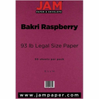 JAM Paper - Papier cartonné mat légal - 80 lb - 8,5 po x 14 po - Bakri Framboise, paquet de 50-Taille: 8,5 x 14 pouces