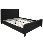 Flash Furniture Tribeca Queen Size Tufted Upholstered Platform Bed - Black Fabric-Panel Headboard