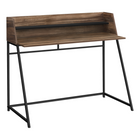 Monarch Specialties 7548 48" Computer Desk - Brown Reclaimed Wood/Black Metal-Computer desk in a brown reclaimed wood-look finish featuring a small hutch with 1 long shelf in a black finish