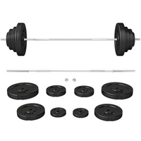 Soozier 154 lb Barbell Weight Set - Adjustable Weights for Home Gym-The bar is made of steel with a ridged surface for a firm and secure grip 