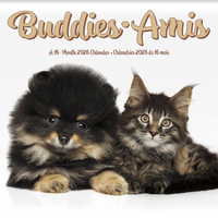 DateWorks 2026 16-Month Mini Wall Calendar - 7" x 7" - Buddies - Bilingual-7.00" x 7.00"