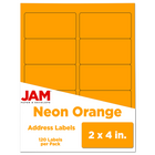 JAM Paper - Étiquette d'adresse laser/jet d'encre - 2 po x 4 po - Orange fluo fluo - Paquet de 120-Emballage anglais seulement