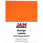 JAM Paper Full Page Labels, 8.5 x 11 Sticker Paper, AstroBrights Orbit Orange, 2 sets of 5 (337628612g)-Orange