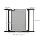 PawHut 29.5"-40.6" Metal Pet Gate with Auto Closing Door & Double Locking-Colour: Black