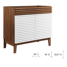 Modway - Render 36" Armoire à coiffeuse de salle de bain - Noyer blanc-Stratifié lisse