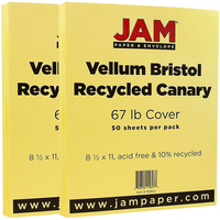 JAM Paper Vellum Bristol Cardstock, 8.5 x 11, 67lb Canary, 2 packs of 50 (169822g)-Canary