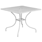 35.5'' Square White Indoor-Outdoor Steel Patio Table Set with 2 Square Back Chairs [CO-35SQ-02CHR2-WH-GG]-Designed for Indoor and Outdoor Use